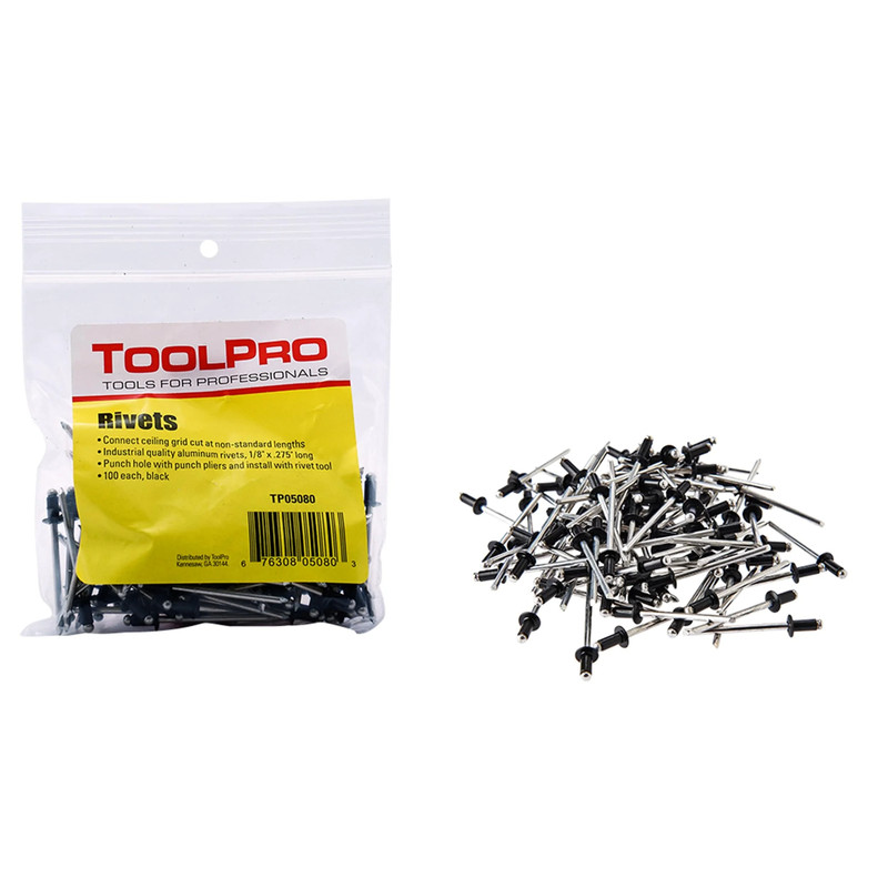 Pull Rivets, Black, 1/8", 100-Pack